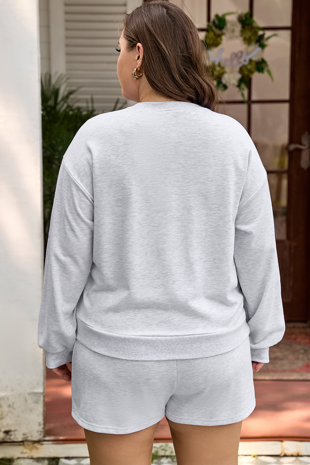 Light Grey Girly Bow Embroidered Puff Sleeve Two Piece Set Dear-Lover Dropshipping